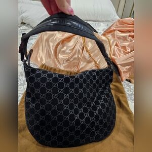 Gucci black suede shoulder bag